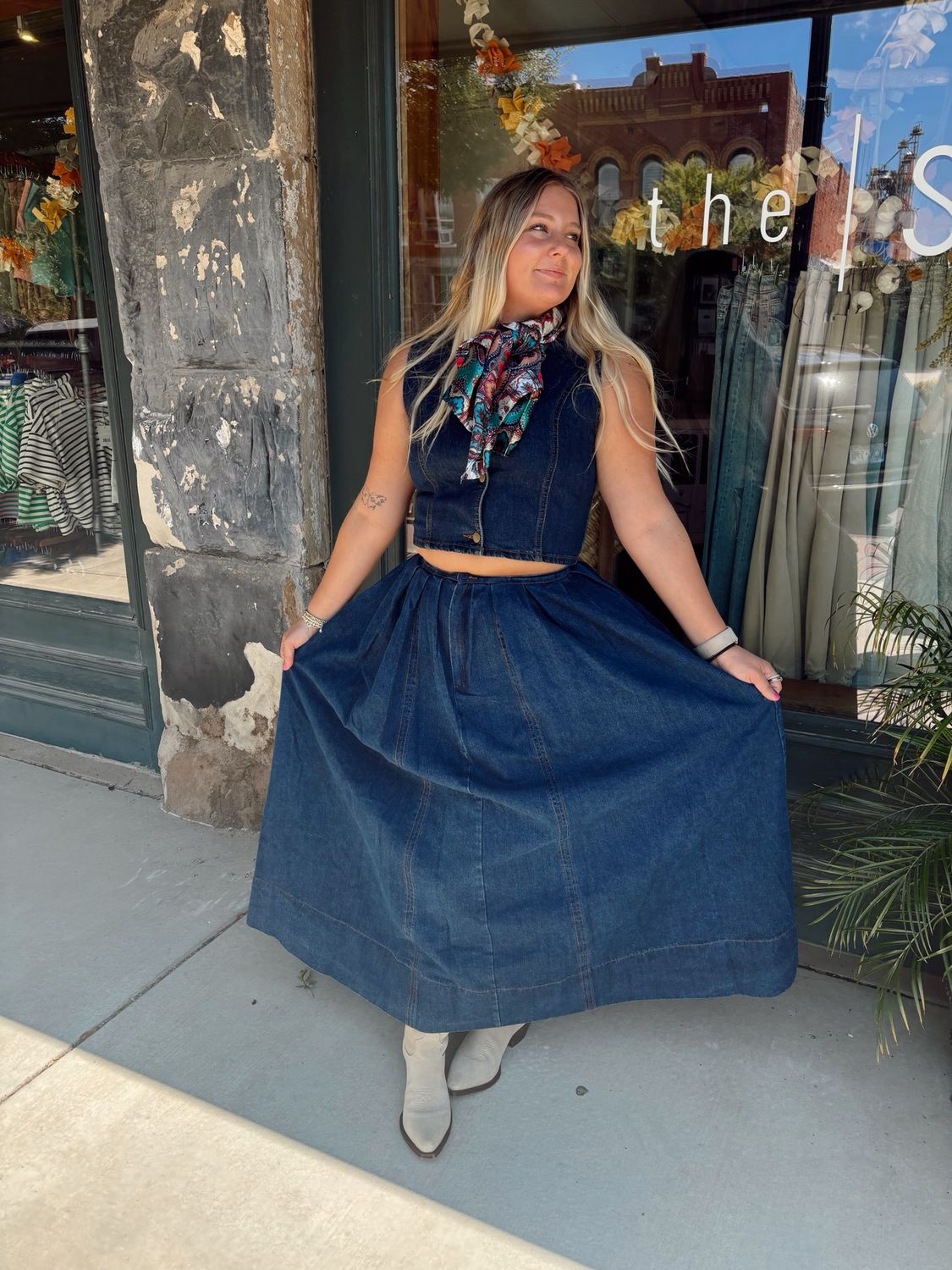 TWILL MIDI SKIRT