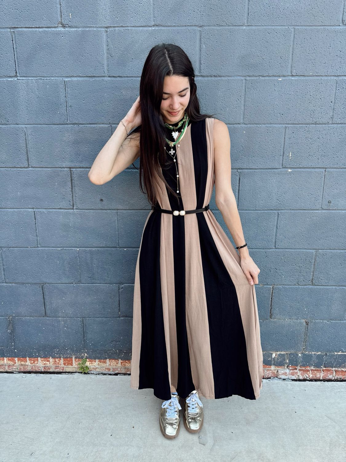 SLEEVELESS COLORBLOCK MAXI