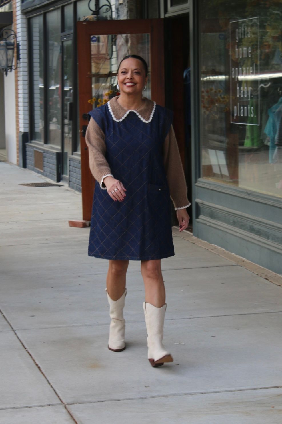 STITCHED DENIM DRESS