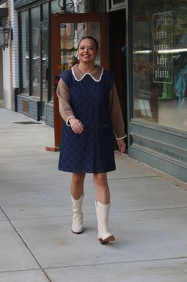 STITCHED DENIM DRESS