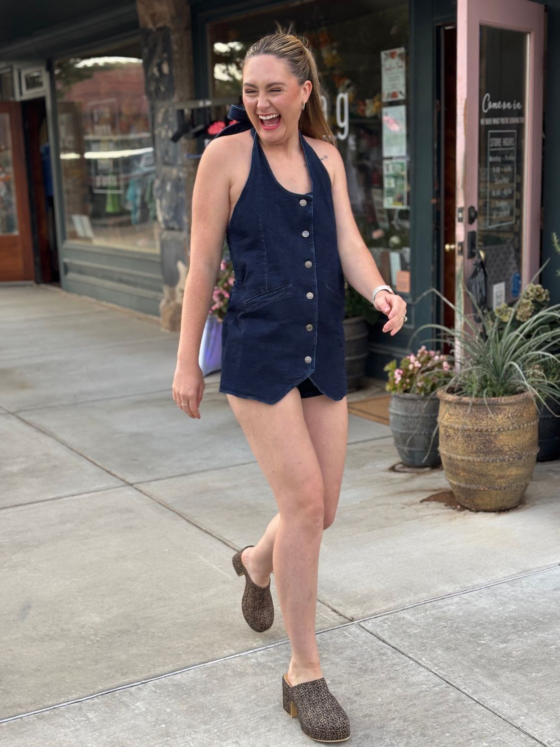 DENIM HALTER ROMPER