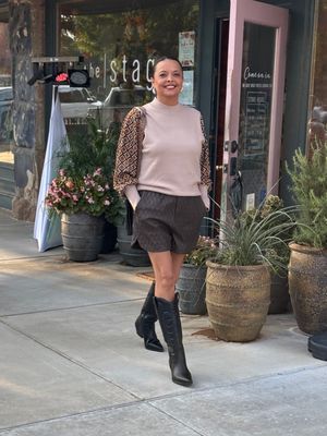 MIXED MEDIA KNIT TOP