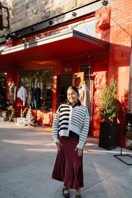 CONTRAST STRIPED CARDIGAN