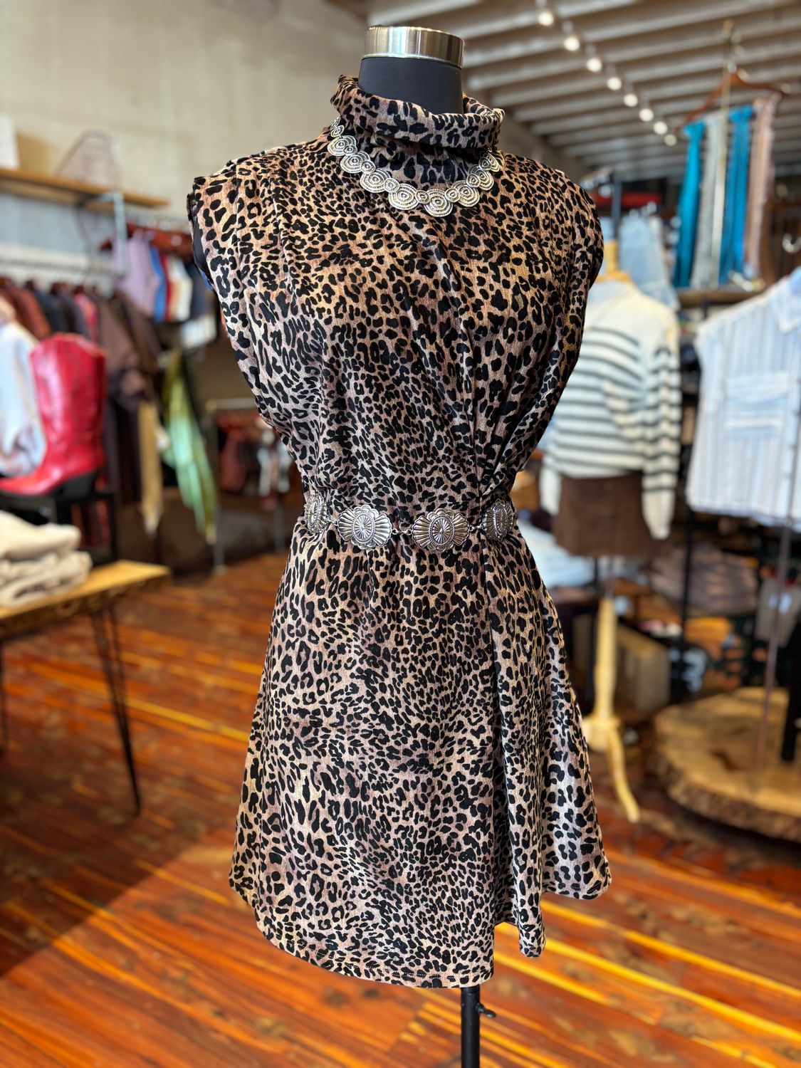 SUEDE CHEETAH DRESS