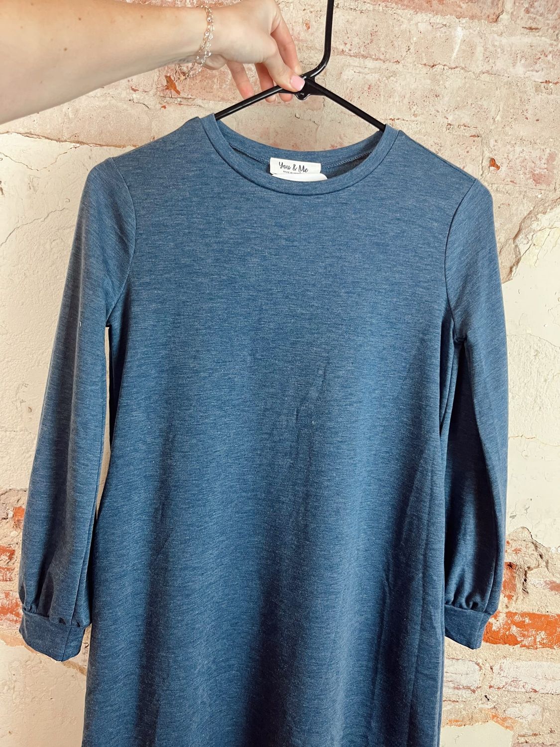 M&amp;M GIRLS DRESS HEATHER NAVY