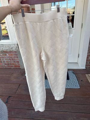 QUILTED CREAM PANTS