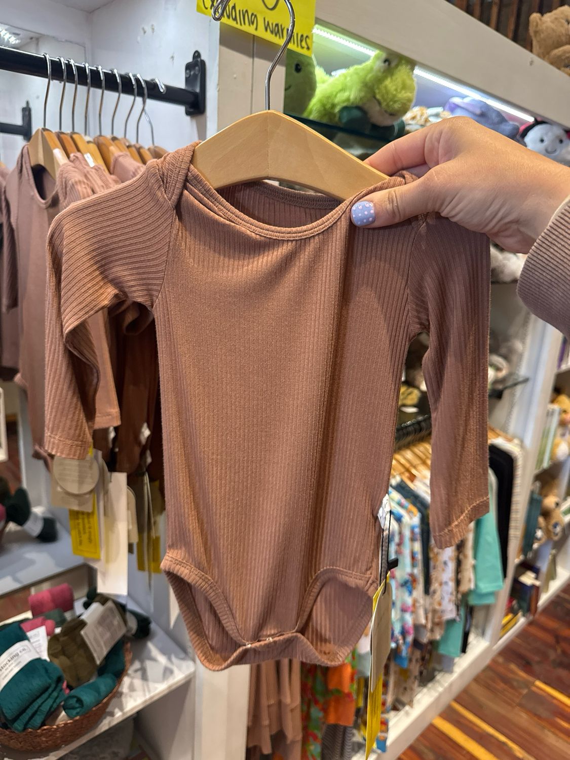 BROWN BAMBOO LS ONESIE
