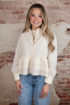 PEPLUM BUTTON UP
