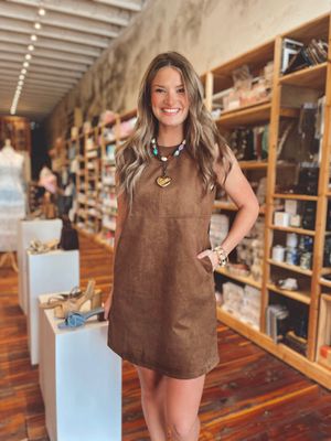 SUEDE SLEEVELESS MINI DRESS