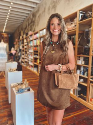 SUEDE SLEEVELESS MINI DRESS