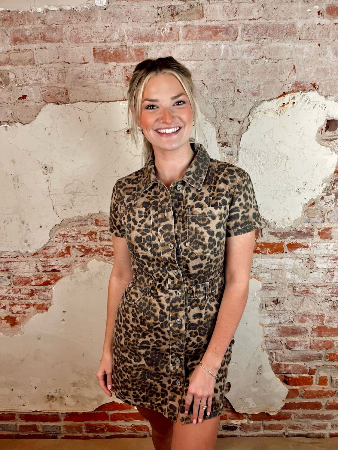 LEOPARD DENIM DRESS