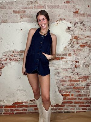 DENIM HALTER ROMPER