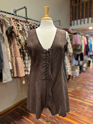 SUEDE FRONT LACEUP ROMPER