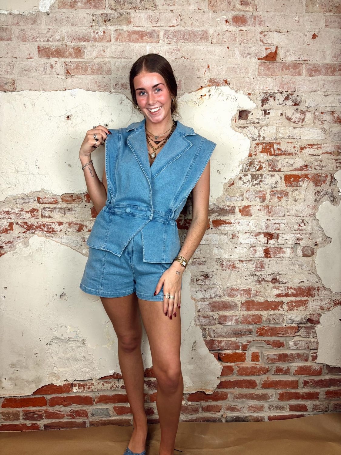 DENIM ROMPER
