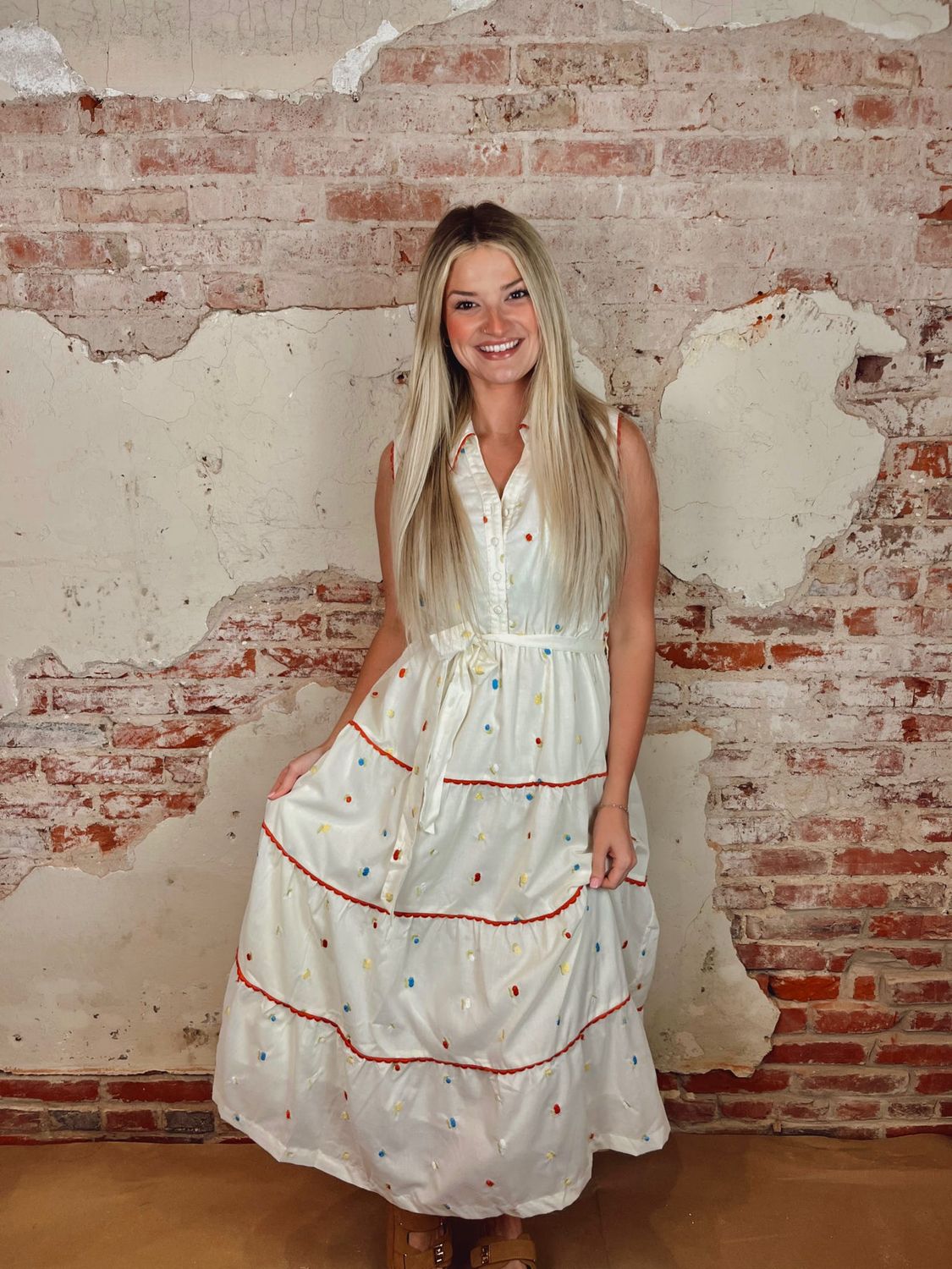 EMBROIDERED MIDI DRESS