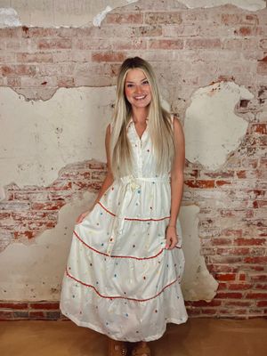 EMBROIDERED MIDI DRESS