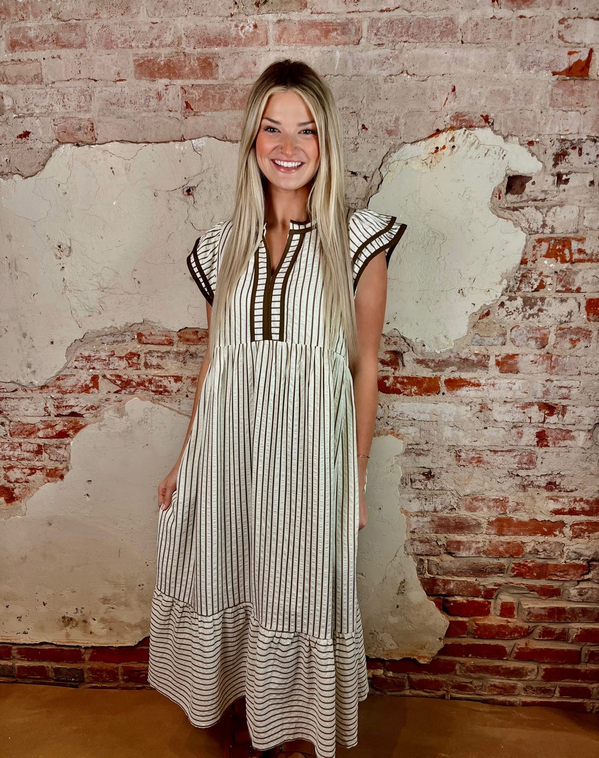 STRIPED CONTRAST DRESS