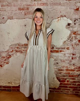 STRIPED CONTRAST DRESS