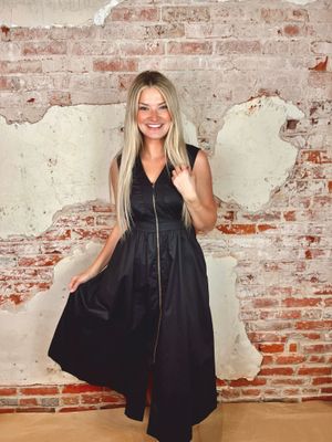 ZIPPER FRONT MIDI DRESS