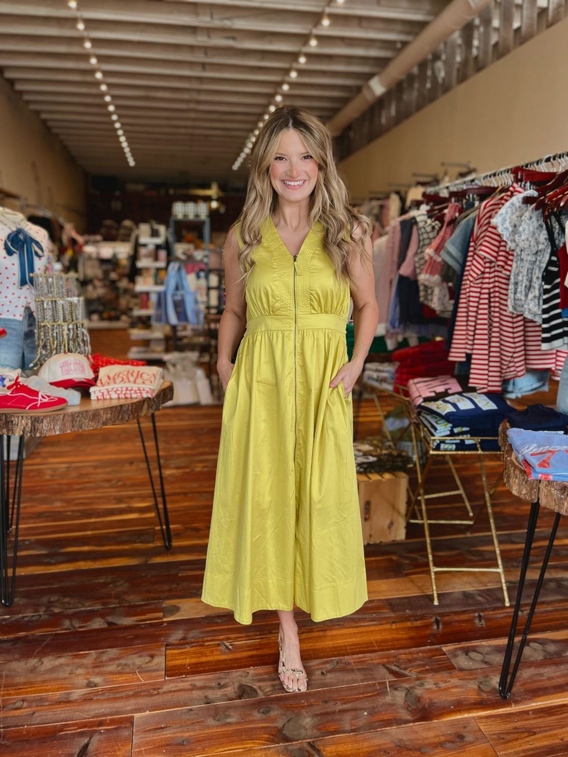 ZIPPER FRONT MIDI DRESS