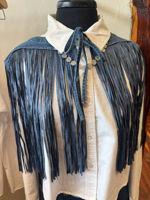 DENIM FRINGE COLLAR