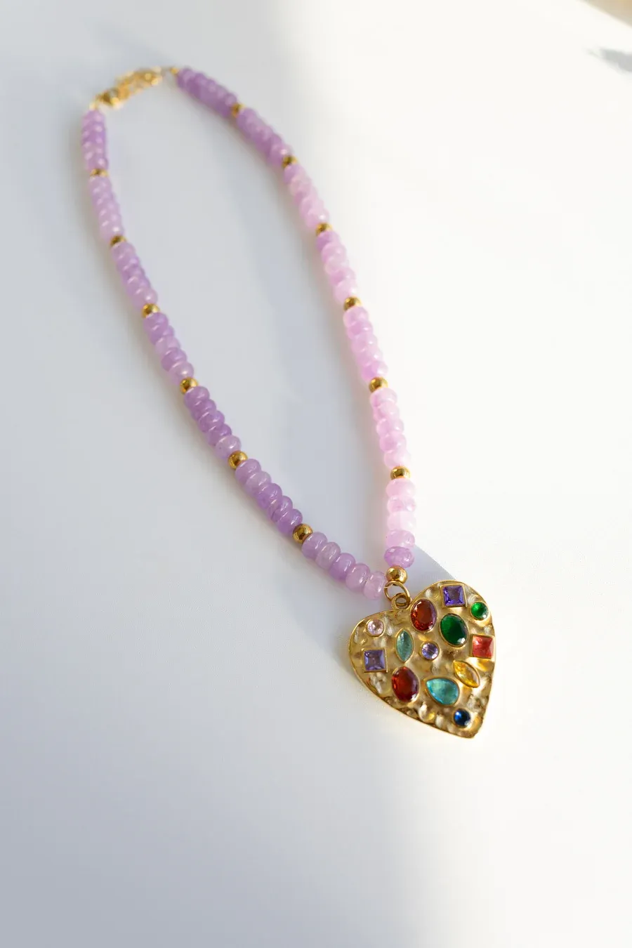 THE STAG ARDMORE, OK BELJOY BEADED HEART LILAC NECKLACE
