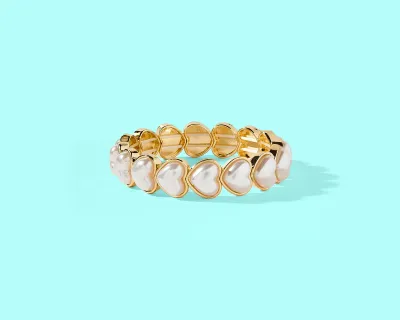 GOLD BRACELET WITH PEARL HEARTS THE STAG OKLAHOMA