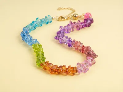 COLORFUL ROCK CANDY NECKLACE GOLD CHAIN ADJUSTABLE CLASP THE STAG ARDMORE, OK