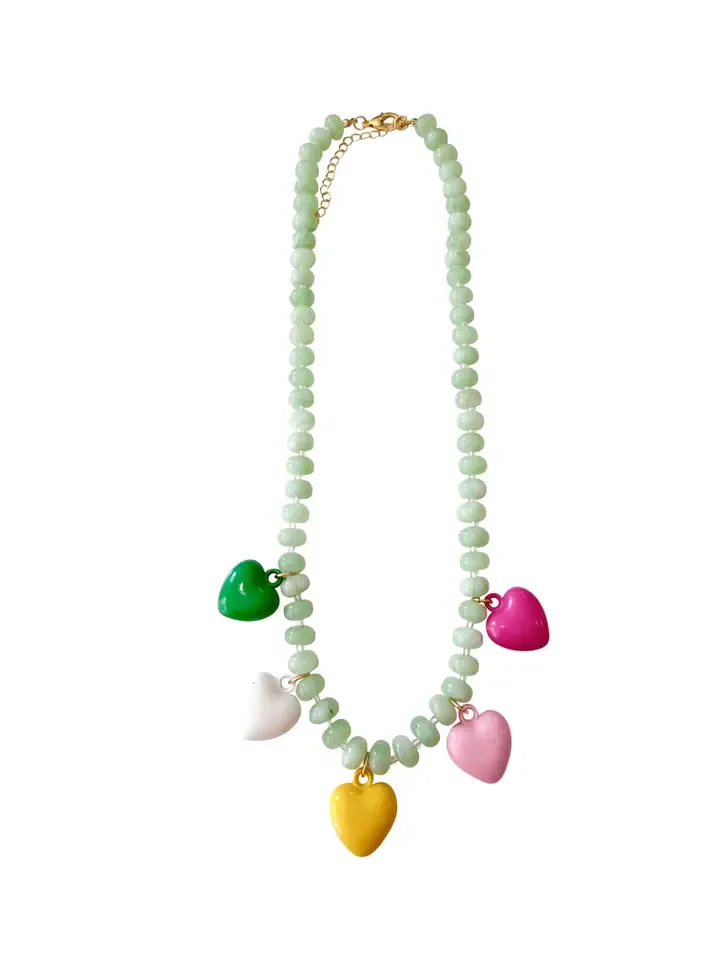 LARISSA GREEN WITH COLOFUL HEART CHARMS