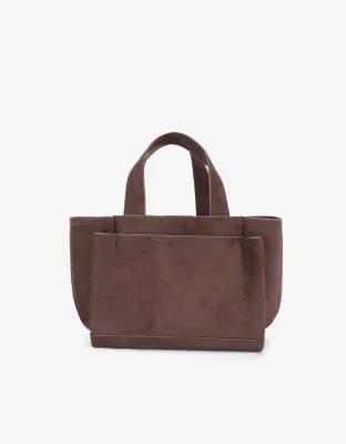 faux suede mini tote bag chocolate brown