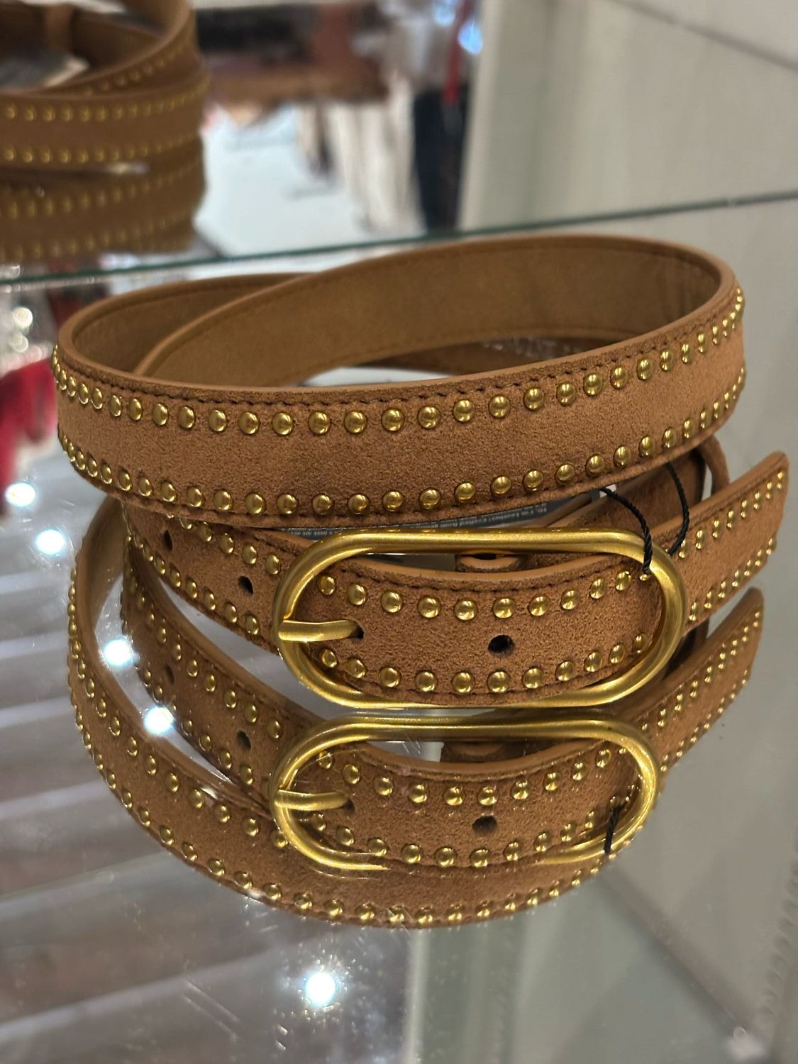 STUD LINED SUEDE BELT