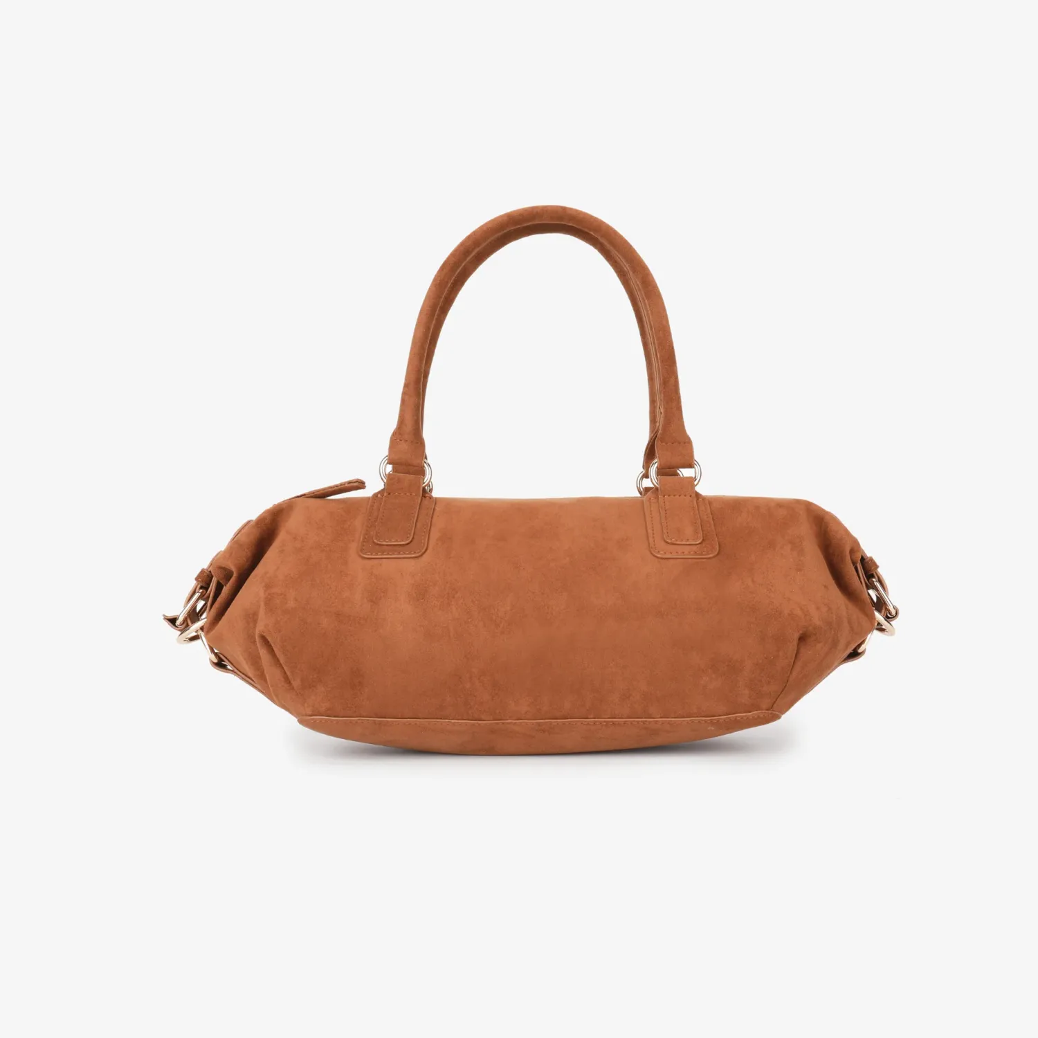 rust brown faux suede shoulder handbag