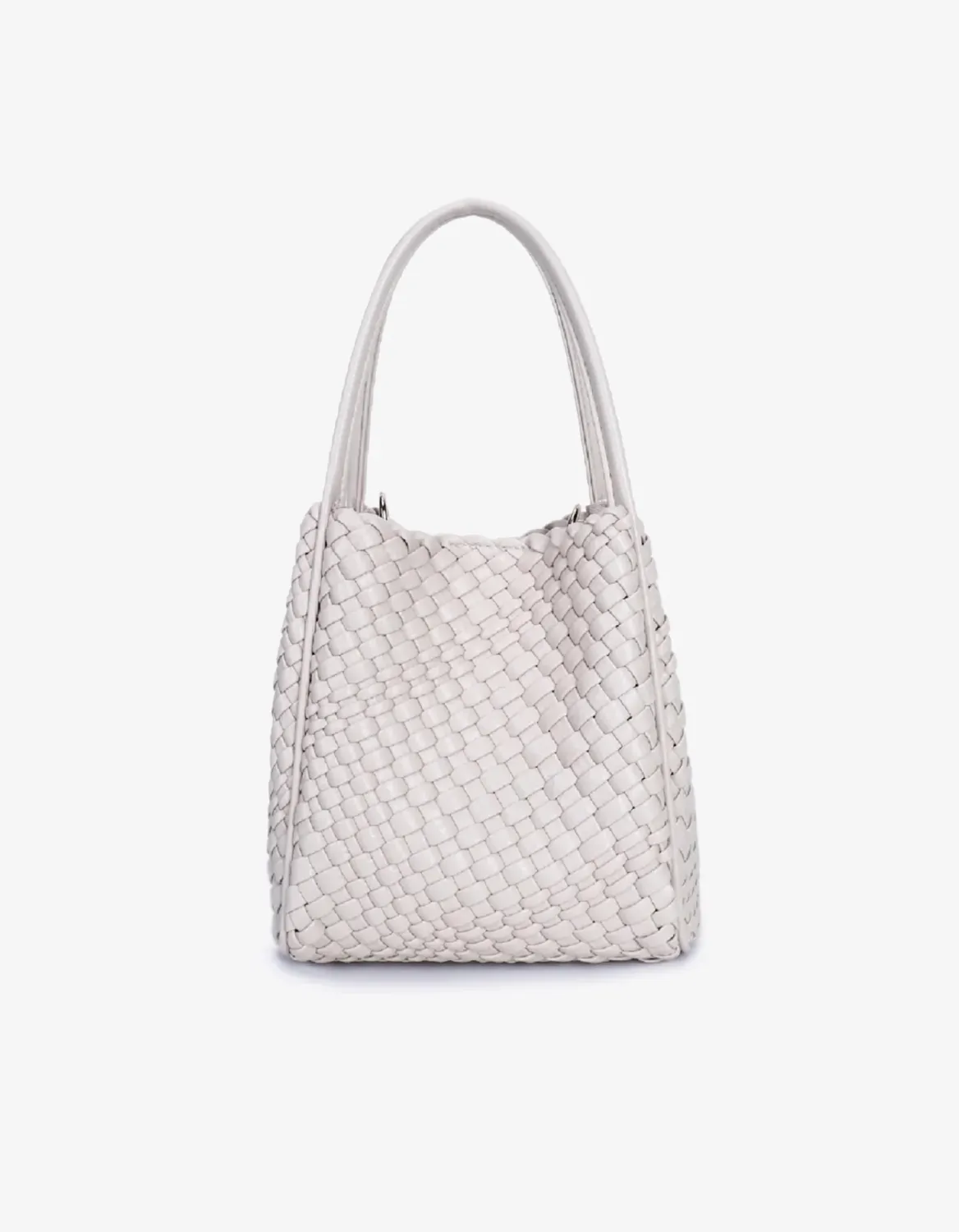 cream woven mini tote handbag