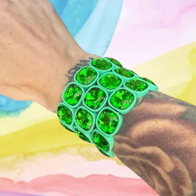 green crystal statement bracelet oversized stones