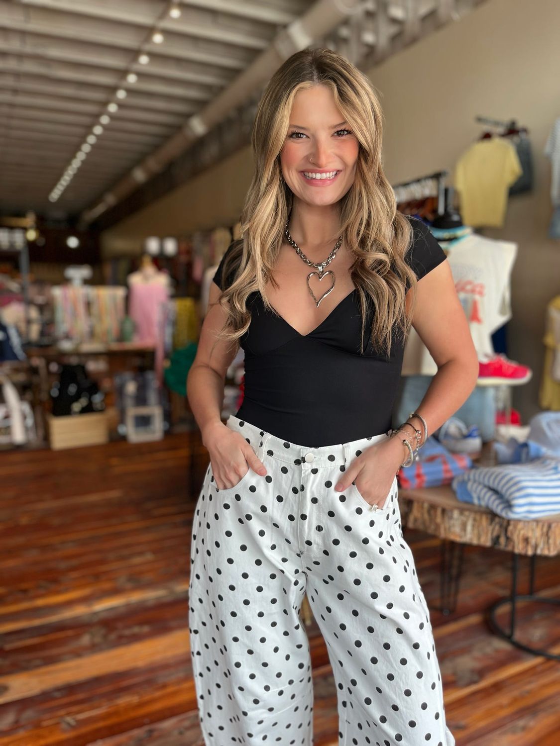 POLKA DOT BARREL JEANS
