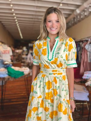 CUSTARD FLORAL DRESS