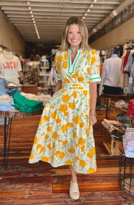 CUSTARD FLORAL DRESS