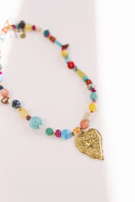 STEVIE HEART COLORFUL BEADED NECKLACE