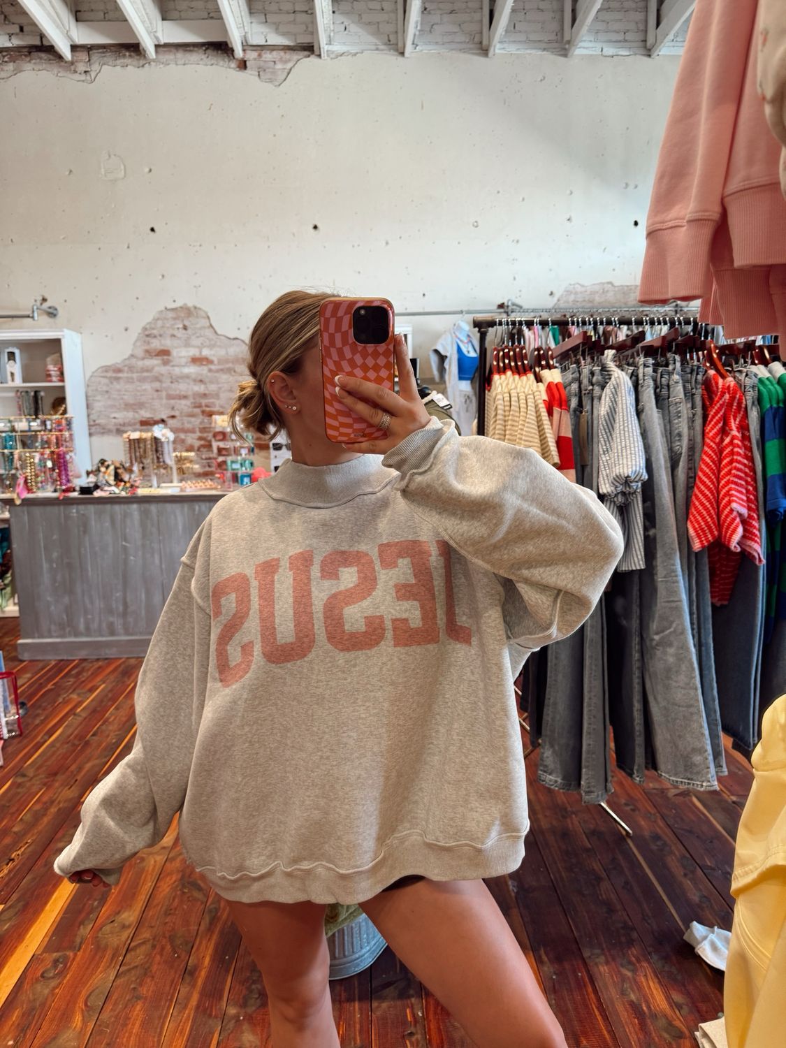 JESUS&amp;GOD IS GOOD REVERSIBLE MOCK NECK
