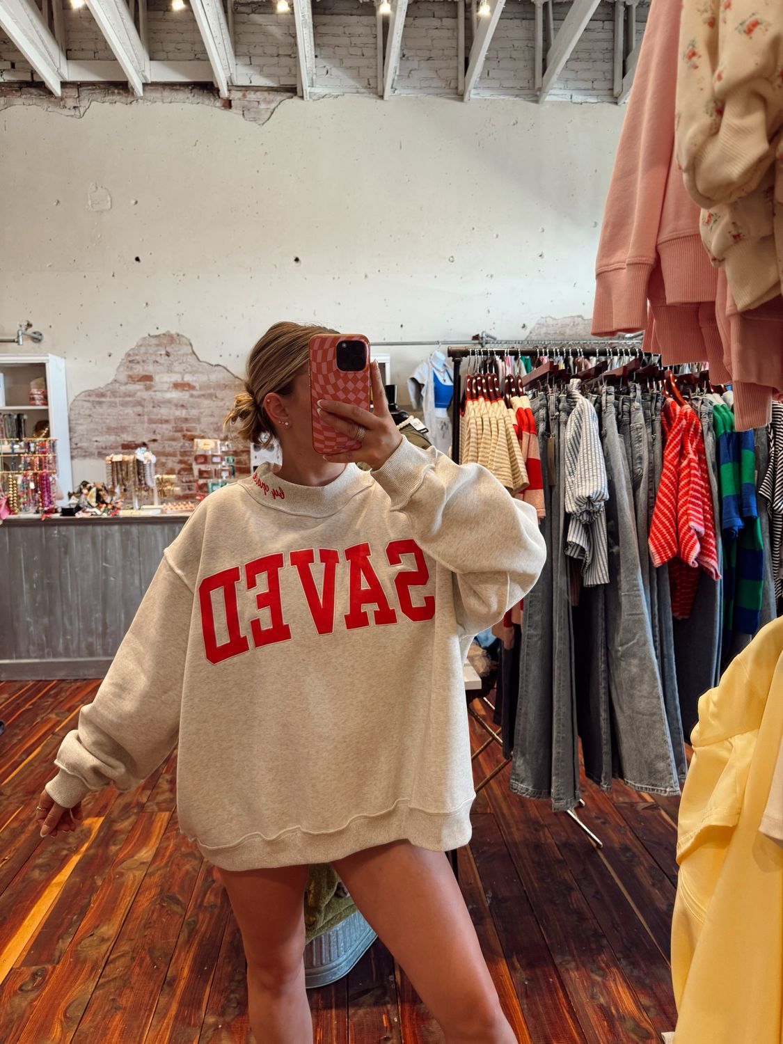 SAVED EMBROIDERED MOCK NECK