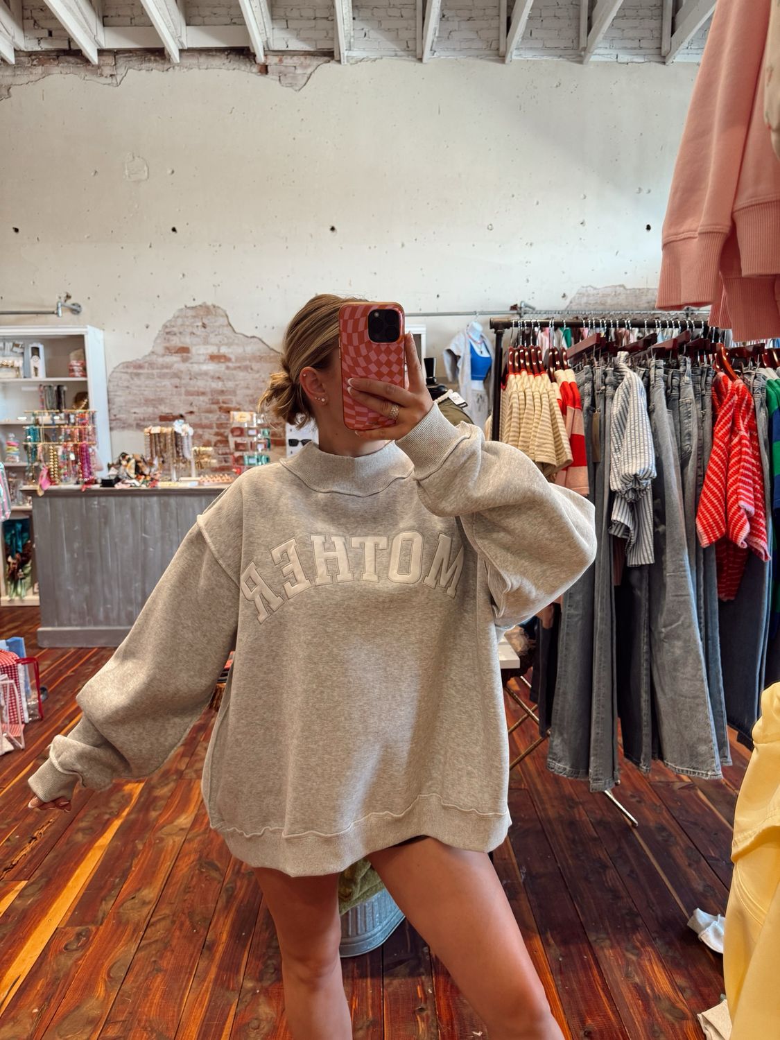 MOTHER EMBROIDERED MOCK NECK