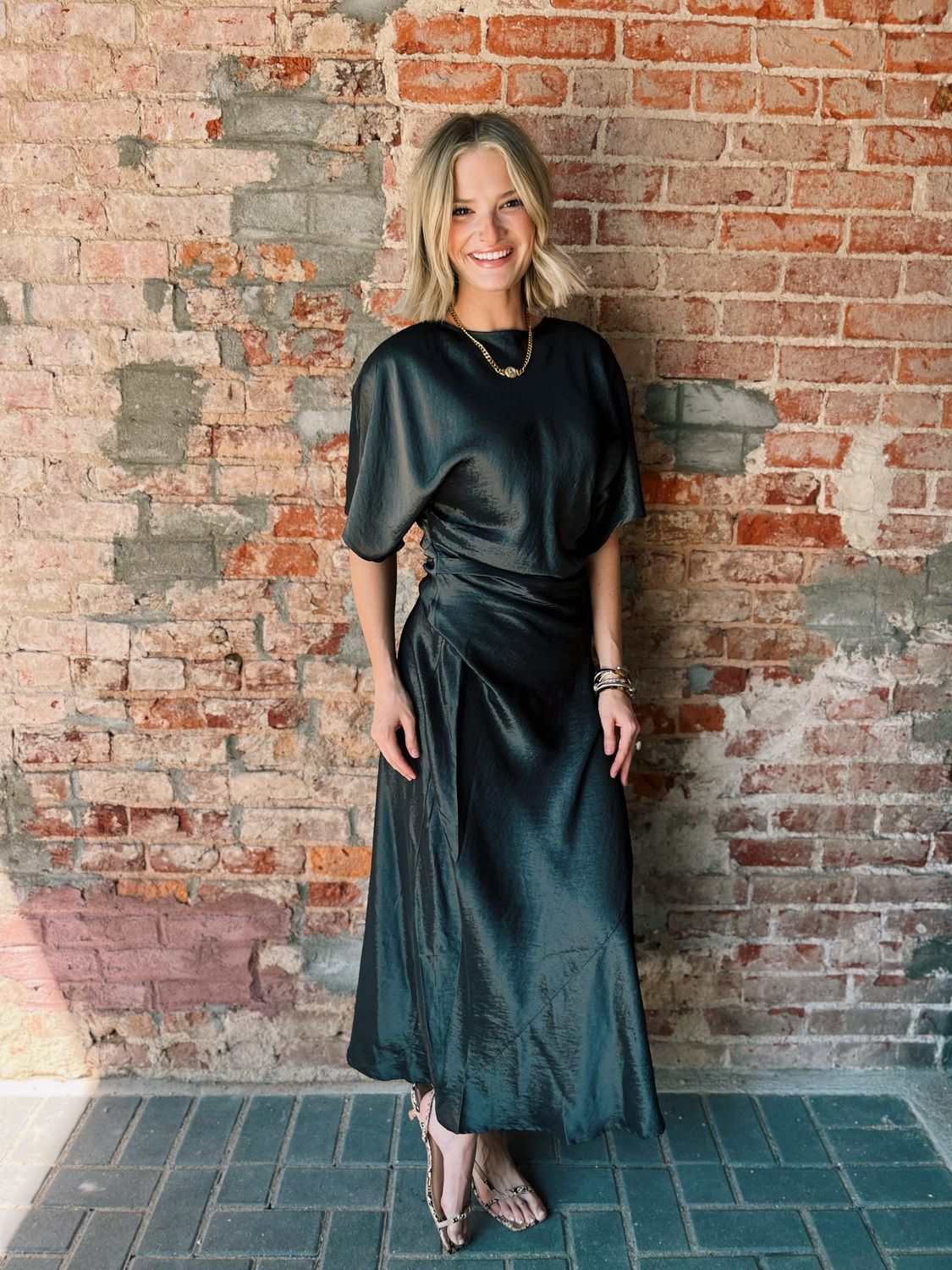 RUCHED WAIST MIDI