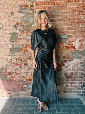 RUCHED WAIST MIDI