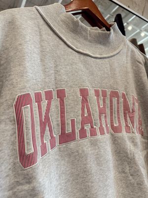 OKLAHOMA STRIPED EMBRIODED MOCK NECK