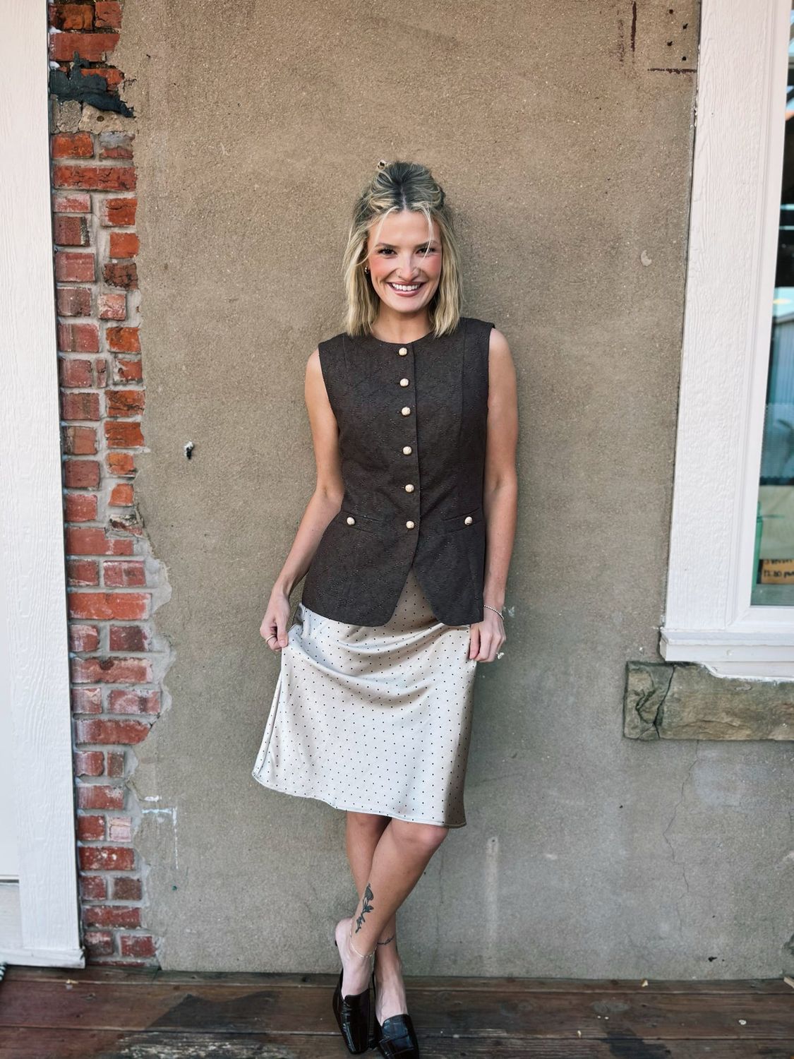 POLKA DOT SLIP SKIRT