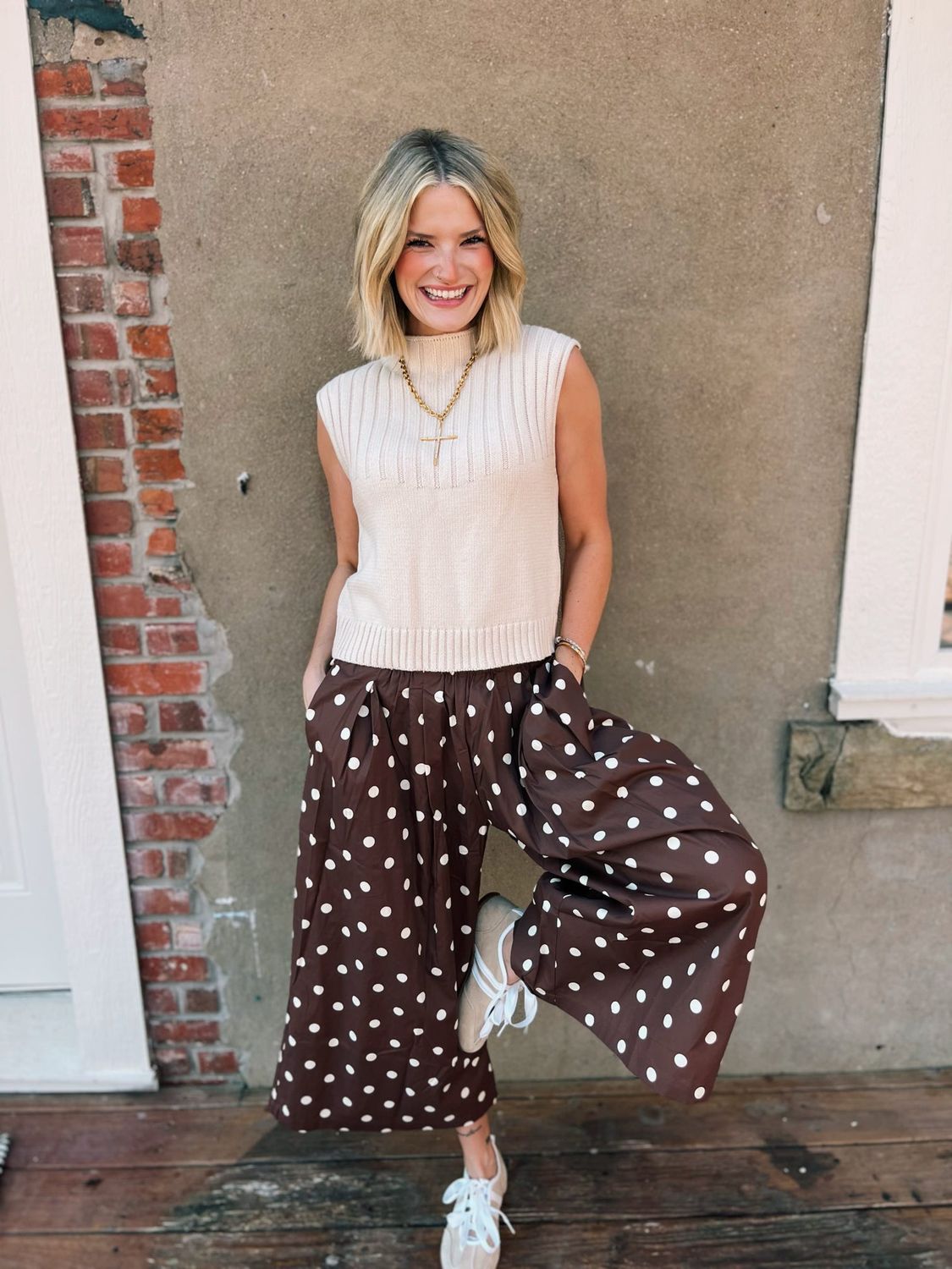 POLKA DOT WIDE LEG PANTS