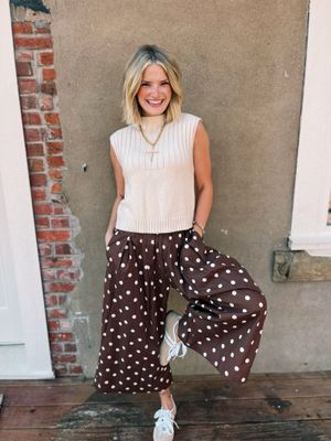 POLKA DOT WIDE LEG PANTS