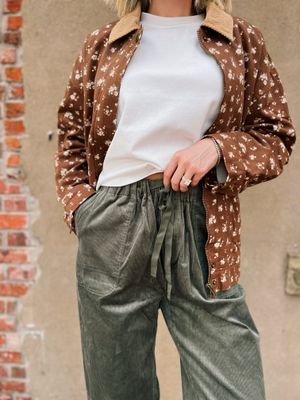 FLORAL CORDUROY DENIM JACKET