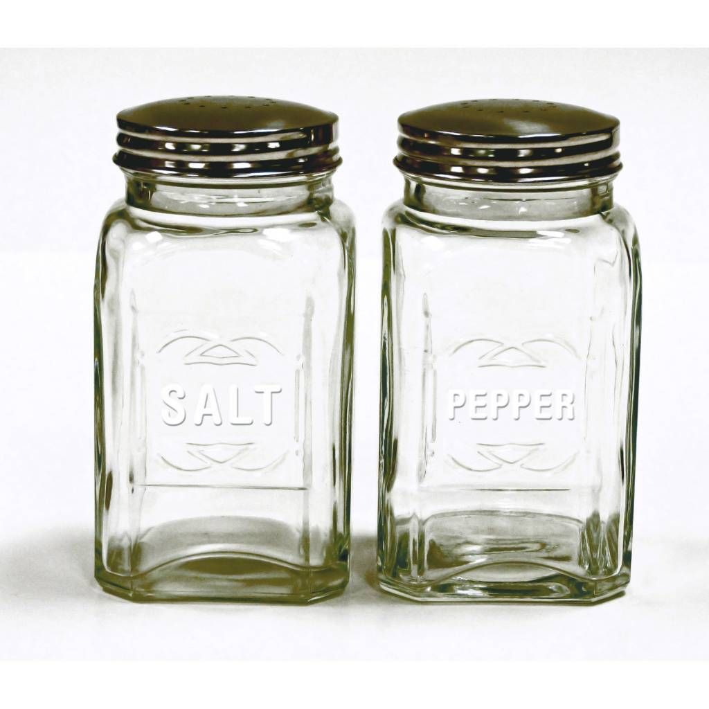 Retro Salt &amp; Pepper Shakers, Clear