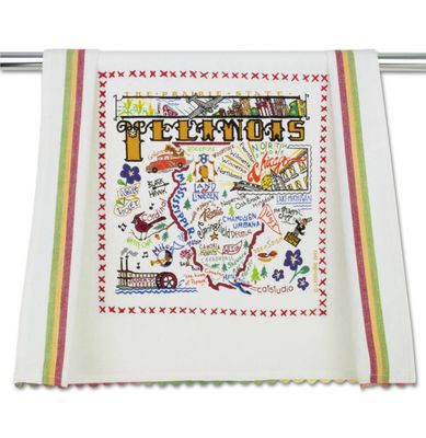 Catstudio Midwest Region Dish Towels, State: Illinois